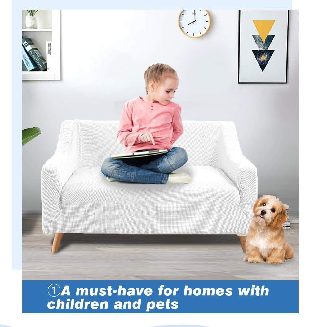 living room Couch Stretch Sofa Lounge Cover Protector Slipcover 2 Seater Off White