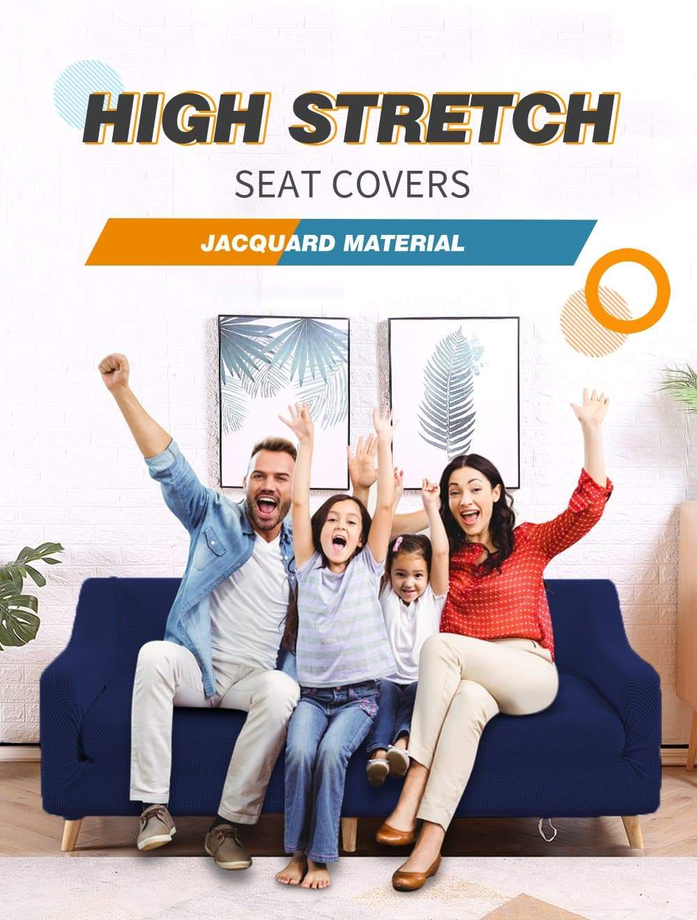 living room Couch Stretch Sofa Lounge Cover Protector Slipcover 4 Seater Navy