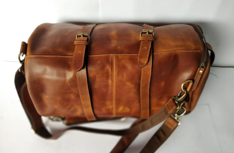 50% Crafted Bosski Leather Bag Travel Duffel - Brown