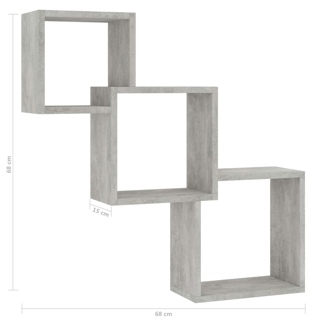 Cube Wall Shelves Concrete Grey 84.5x15x27 cm Chipboard