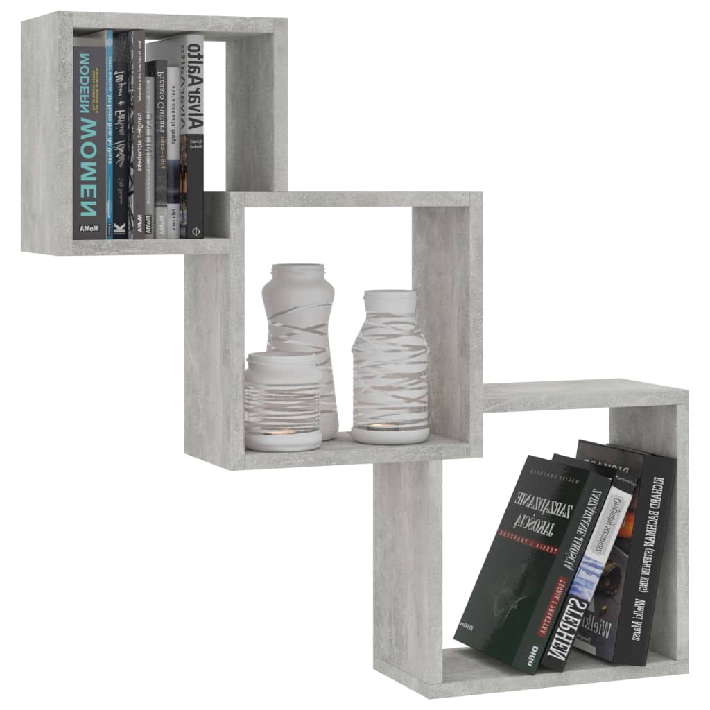 Cube Wall Shelves Concrete Grey 84.5x15x27 cm Chipboard