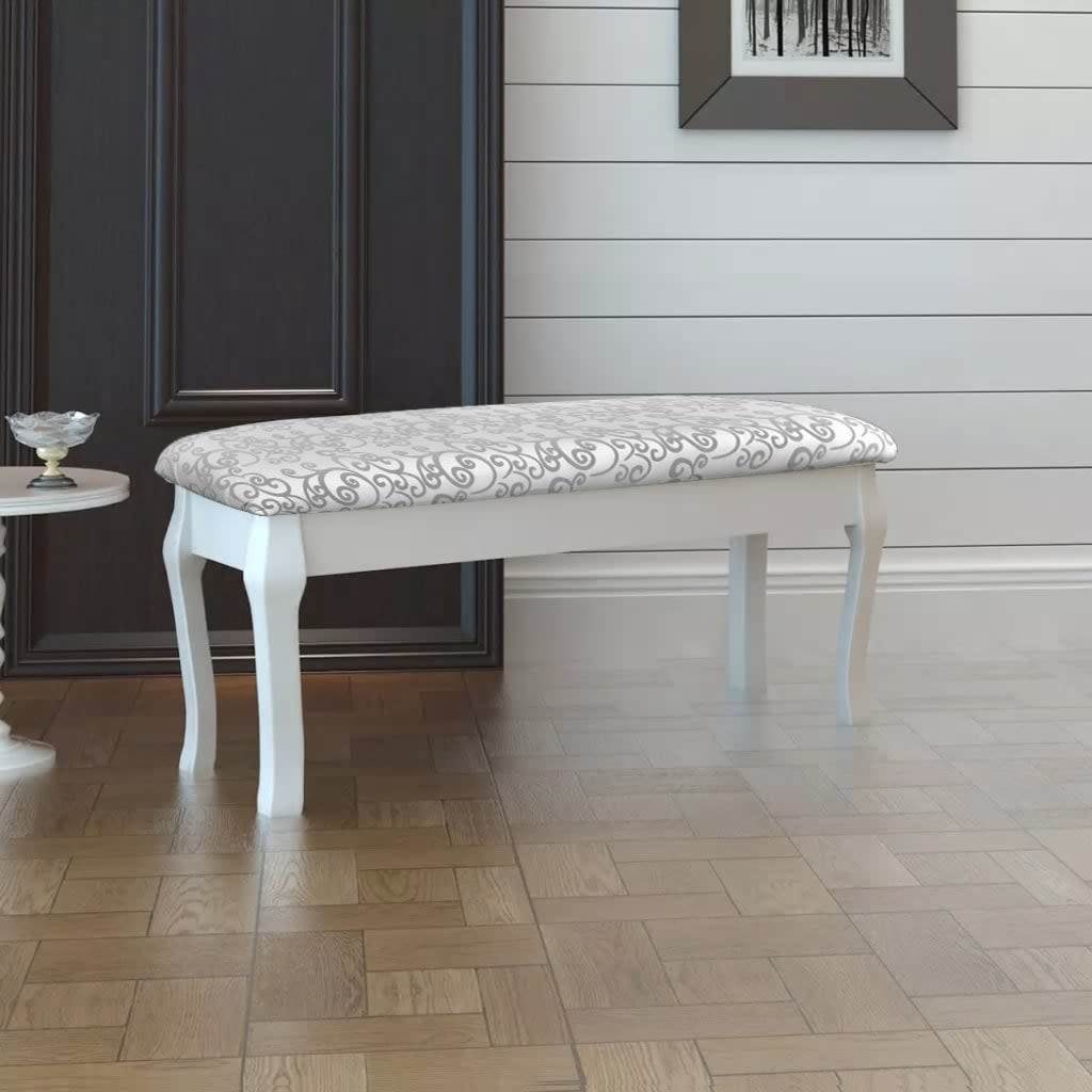 vidaxl40- Cushioned Hocker for Dressing Table 2-Seater White 110 cm