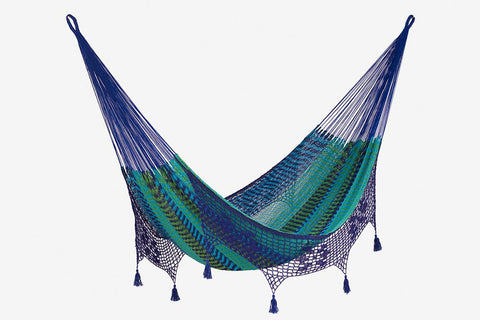 Hammocks Deluxe Outdoor Cotton Mexican Hammock  in Caribe  Colour