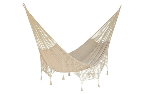 Deluxe Outdoor Cotton Mexican Hammock  in Cream  Colour