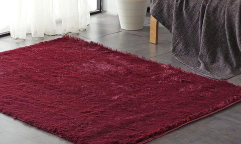 living room Designer Soft Shag Shaggy Floor Confetti Rug Carpet Decor 120x160cm Burgundy
