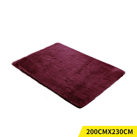living room Designer Soft Shag Shaggy Floor Confetti Rug Carpet Decor 200x230cm Burgundy
