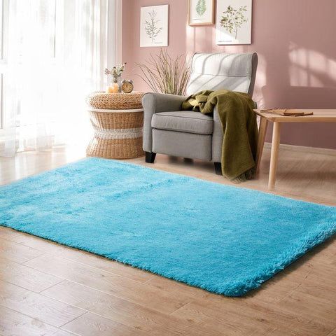 living room Designer Soft Shag Shaggy Floor Confetti Rug Carpet Home Decor 120x160cm Blue