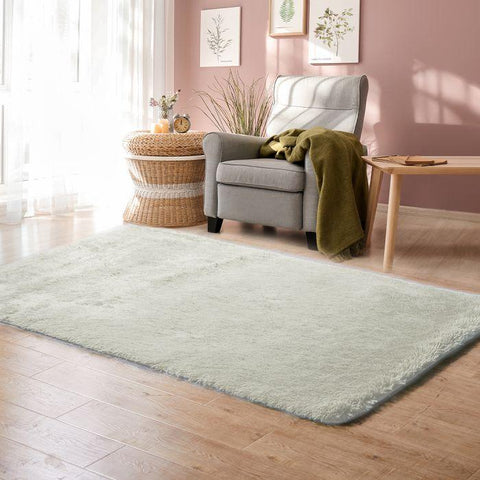 living room Designer Soft Shag Shaggy Floor Confetti Rug Carpet Home Decor 120x160cm Cream