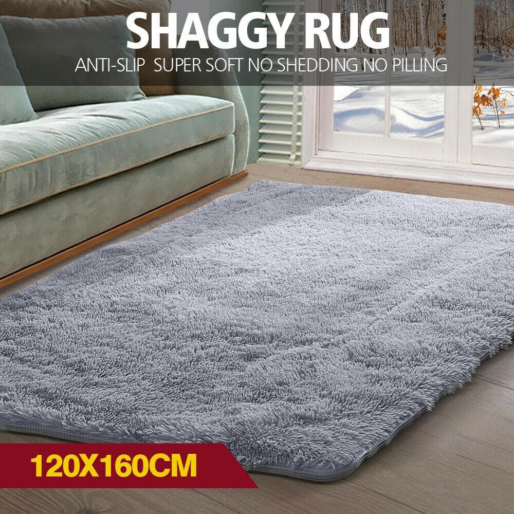 living room Designer Soft Shag Shaggy Floor Confetti Rug Carpet Home Decor 120x160cm Grey