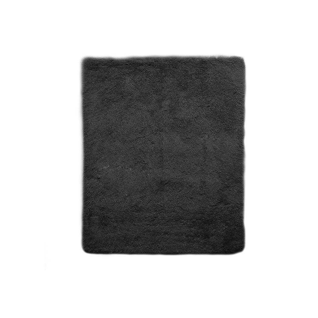 living room Designer Soft Shag Shaggy Floor Confetti Rug Carpet Home Decor 200x230cm Black