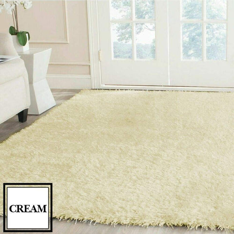 living room Designer Soft Shag Shaggy Floor Confetti Rug Carpet Home Decor 200x230cm Cream