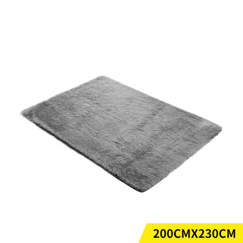 living room Designer Soft Shag Shaggy Floor Confetti Rug Carpet Home Decor 200x230cm Grey