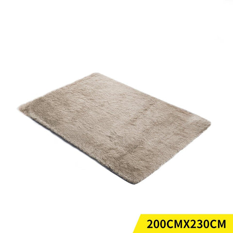 living room Designer Soft Shag Shaggy Floor Confetti Rug Carpet Home Decor 200x230cm Tan