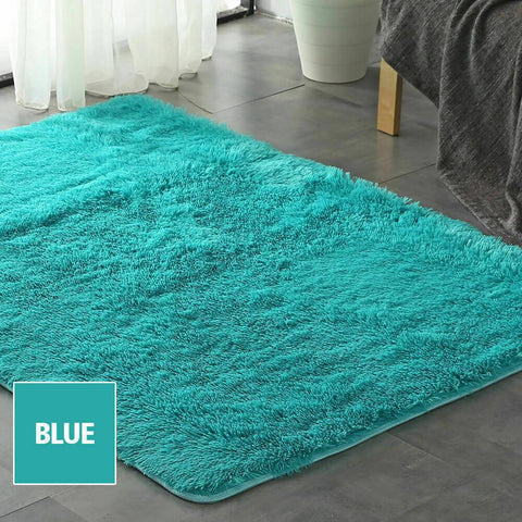 living room Designer Soft Shag Shaggy Floor Confetti Rug Carpet Home Decor 300x200cm Blue
