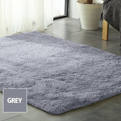 living room Designer Soft Shag Shaggy Floor Confetti Rug Carpet Home Decor 300x200cm Grey