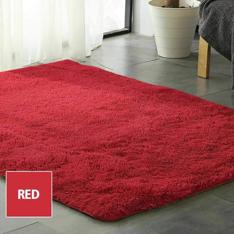 living room Designer Soft Shag Shaggy Floor Confetti Rug Carpet Home Decor 300x200cm Red