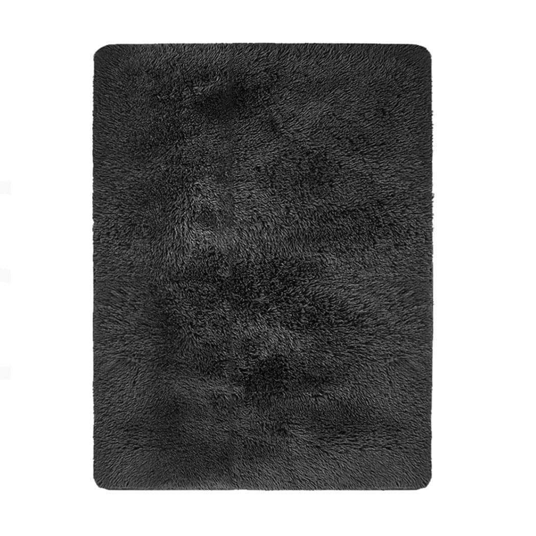 living room Designer Soft Shag Shaggy Floor Confetti Rug Carpet Home Decor 80x120cm Black