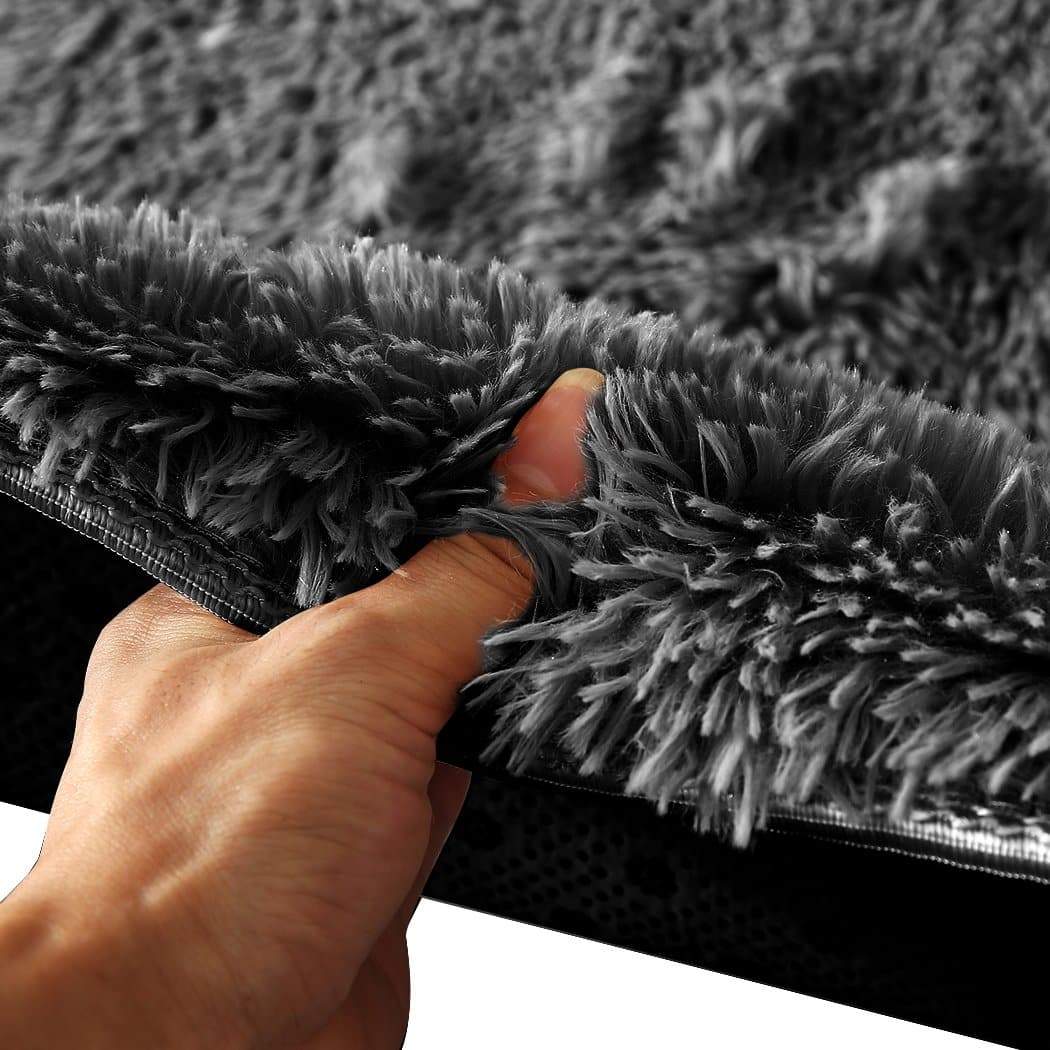 living room Designer Soft Shag Shaggy Floor Confetti Rug Carpet Home Decor 80x120cm Black