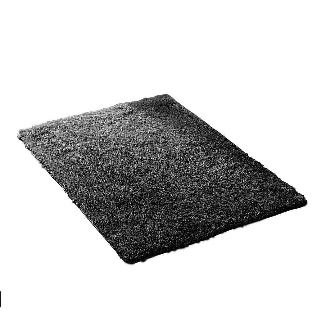 living room Designer Soft Shag Shaggy Floor Confetti Rug Carpet Home Decor 80x120cm Black