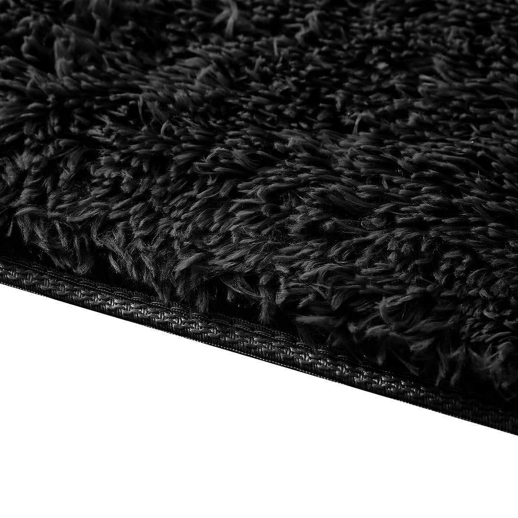 living room Designer Soft Shag Shaggy Floor Confetti Rug Carpet Home Decor 80x120cm Black