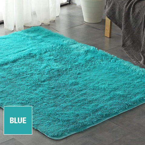 living room Designer Soft Shag Shaggy Floor Confetti Rug Carpet Home Decor 80x120cm Blue