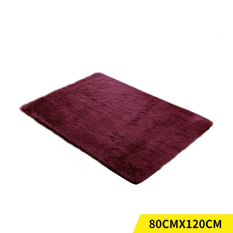 living room Designer Soft Shag Shaggy Floor Confetti Rug Carpet Home Decor 80x120cm Burgundy