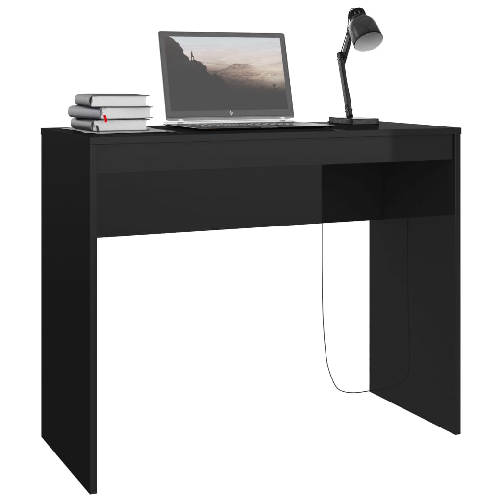 Desk High Gloss Black 90x40x72 cm Chipboard