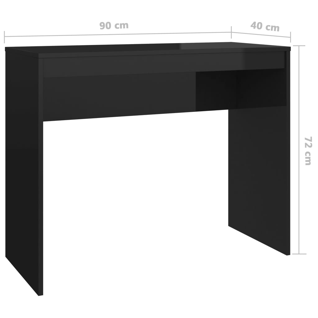 Desk High Gloss Black 90x40x72 cm Chipboard