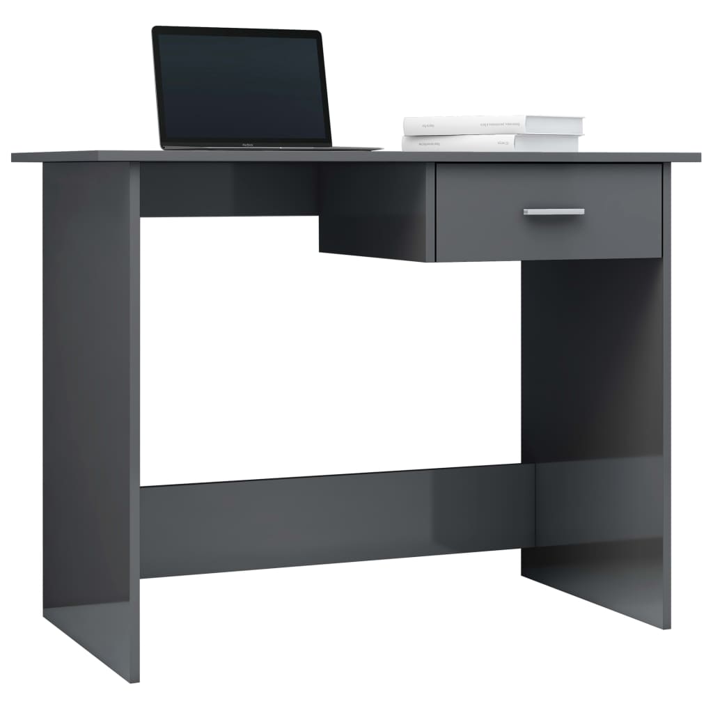 Desk High Gloss Grey 100x50x76 cm Chipboard