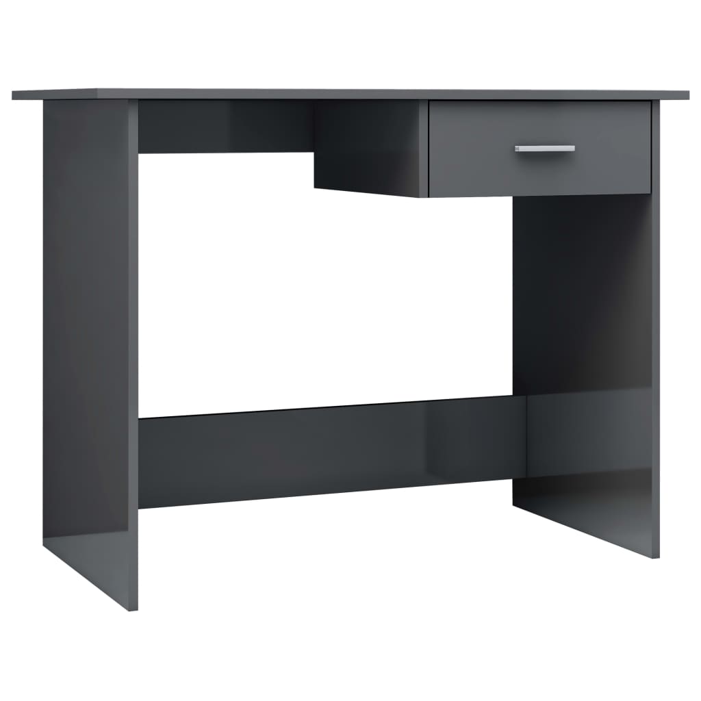 Desk High Gloss Grey 100x50x76 cm Chipboard