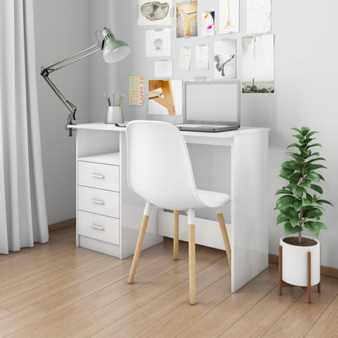 Desk with Drawers High Gloss White 110x50x76 cm Chipboard