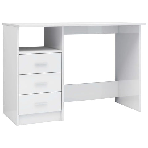 Desk with Drawers High Gloss White  Chipboard