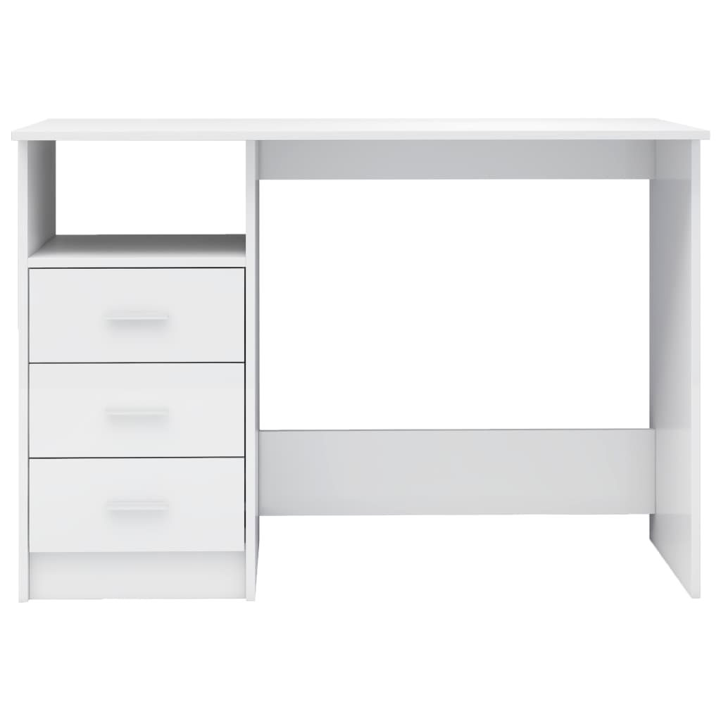 Desk with Drawers High Gloss White 110x50x76 cm Chipboard