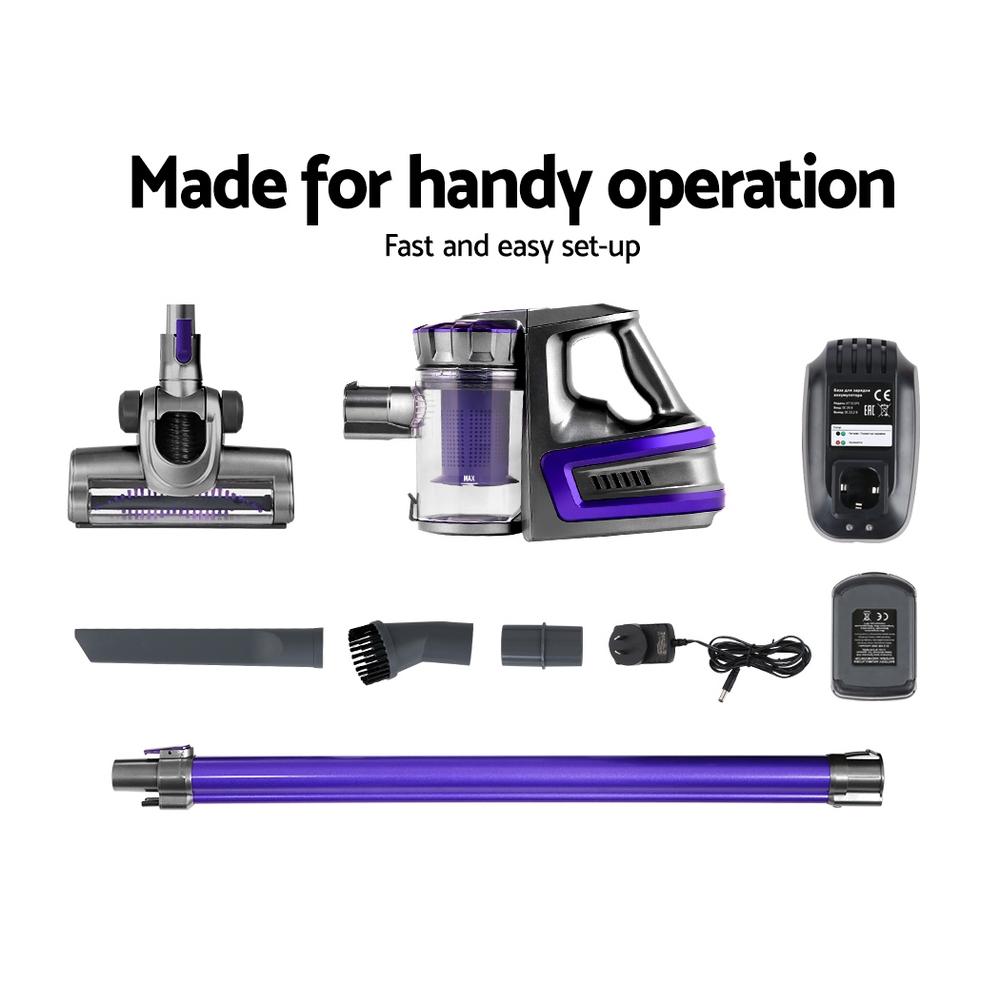 early sale simpledeal Devanti 150 Cordless Handheld Stick Vacuum Cleaner 2 Speed   Purple And Grey
