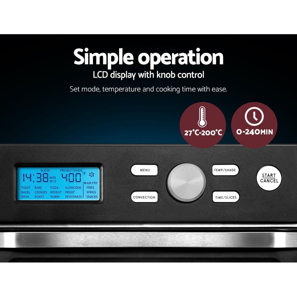 early sale simpledeal Devanti 20L Air Fryer Convection Oven Oil Free Fryers Black