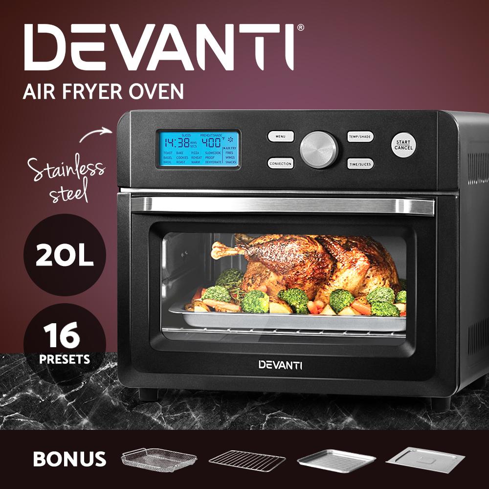 early sale simpledeal Devanti 20L Air Fryer Convection Oven Oil Free Fryers Black