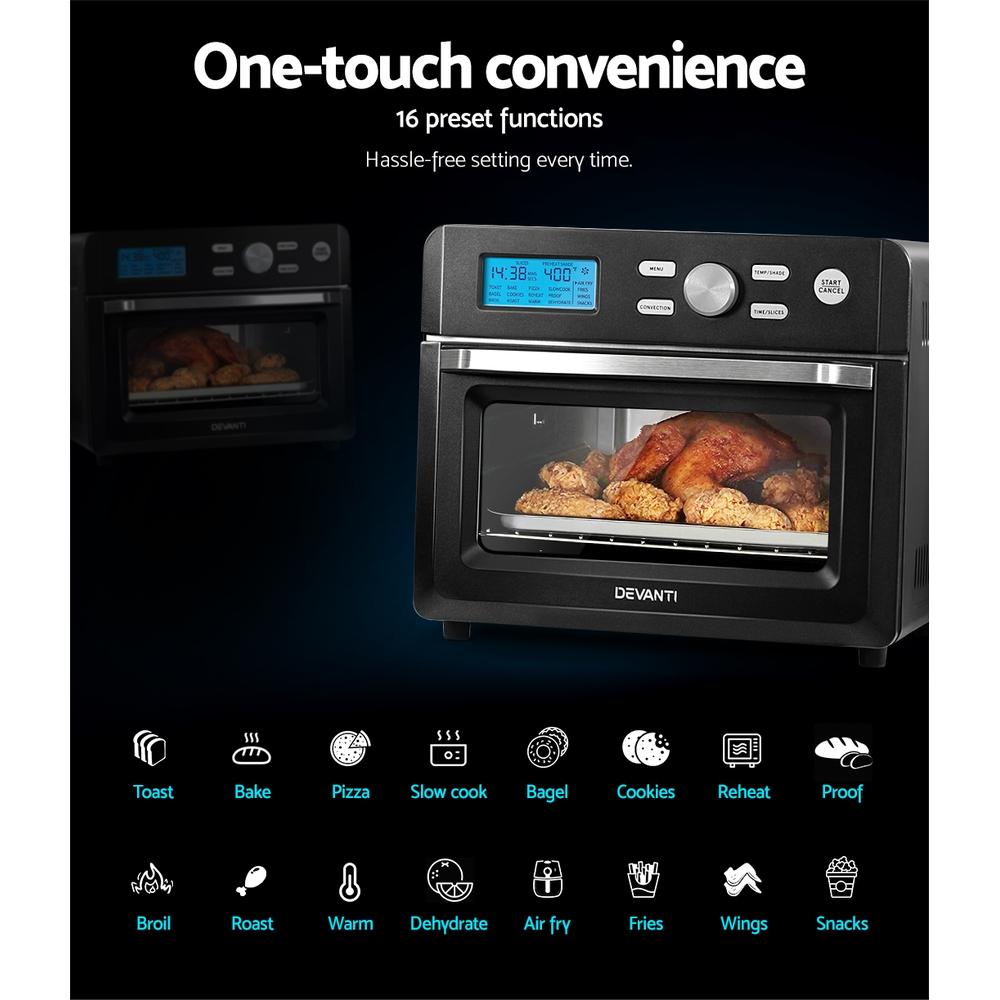 early sale simpledeal Devanti 20L Air Fryer Convection Oven Oil Free Fryers Black