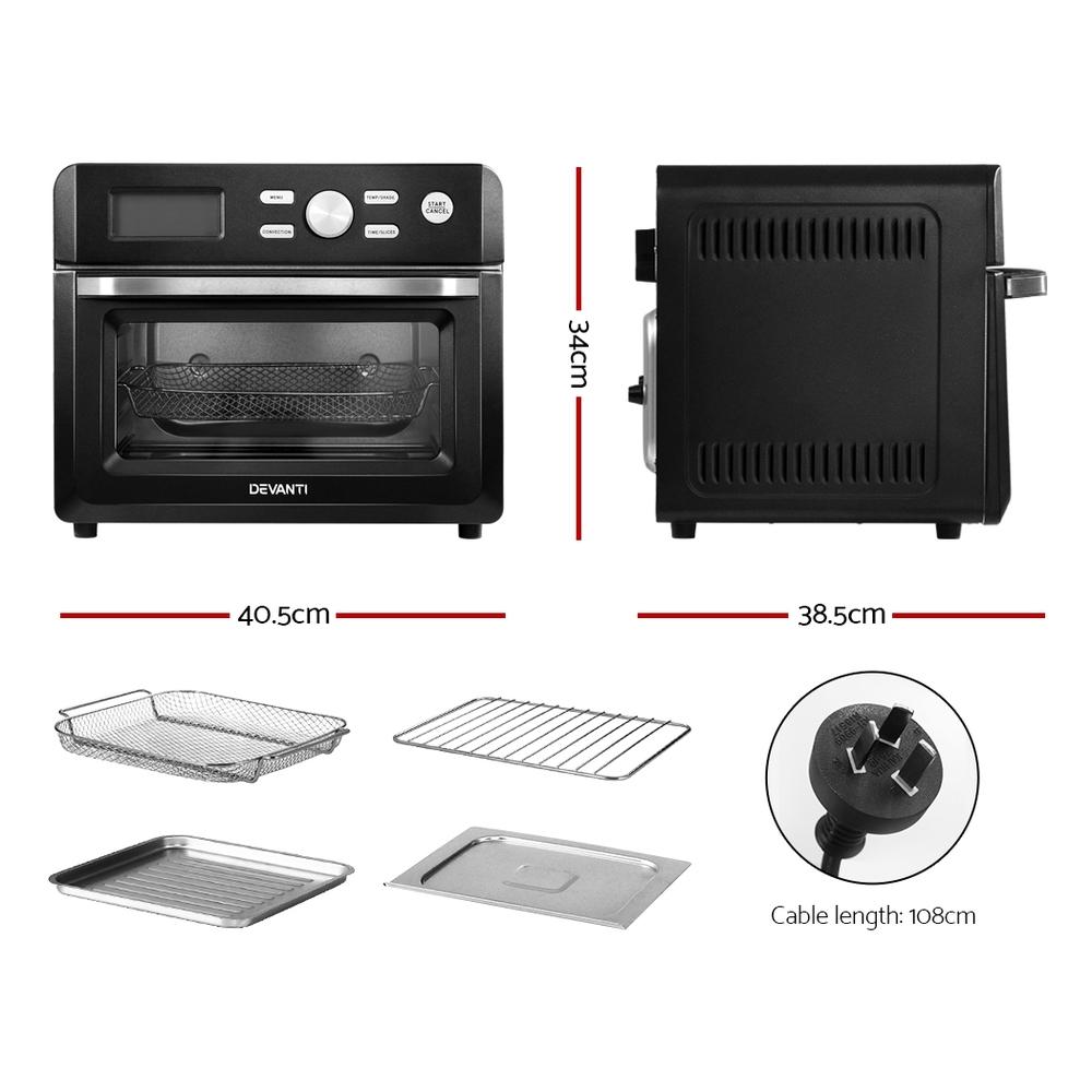 early sale simpledeal Devanti 20L Air Fryer Convection Oven Oil Free Fryers Black