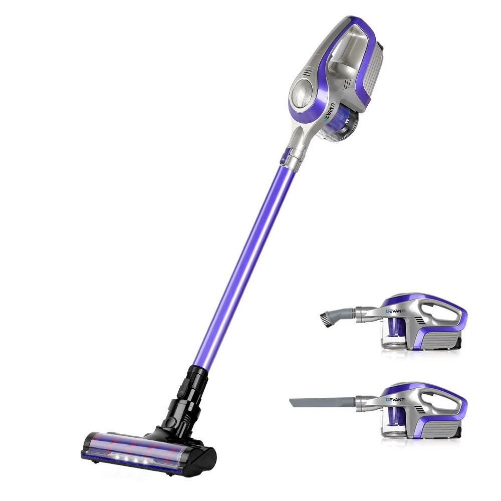 early sale simpledeal Devanti Cordless 150W Handstick Vacuum Cleaner - Purple and Grey