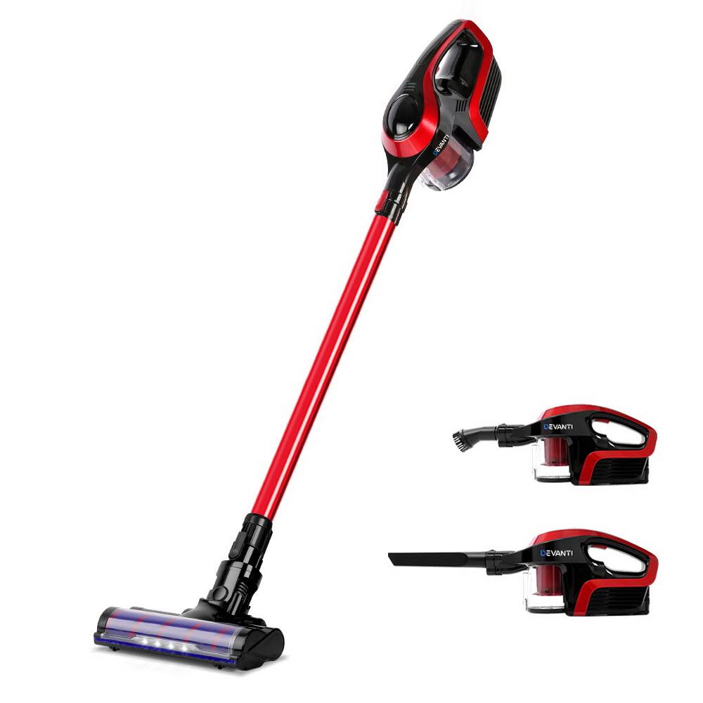 early sale simpledeal Devanti Cordless 150W Handstick Vacuum Cleaner - Red and Black