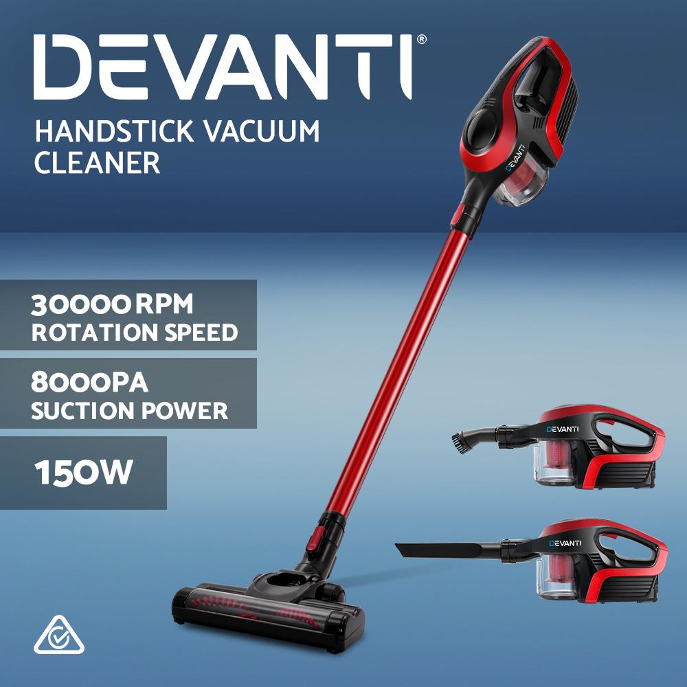 early sale simpledeal Devanti Cordless Stick Vacuum Cleaner - Black and Red