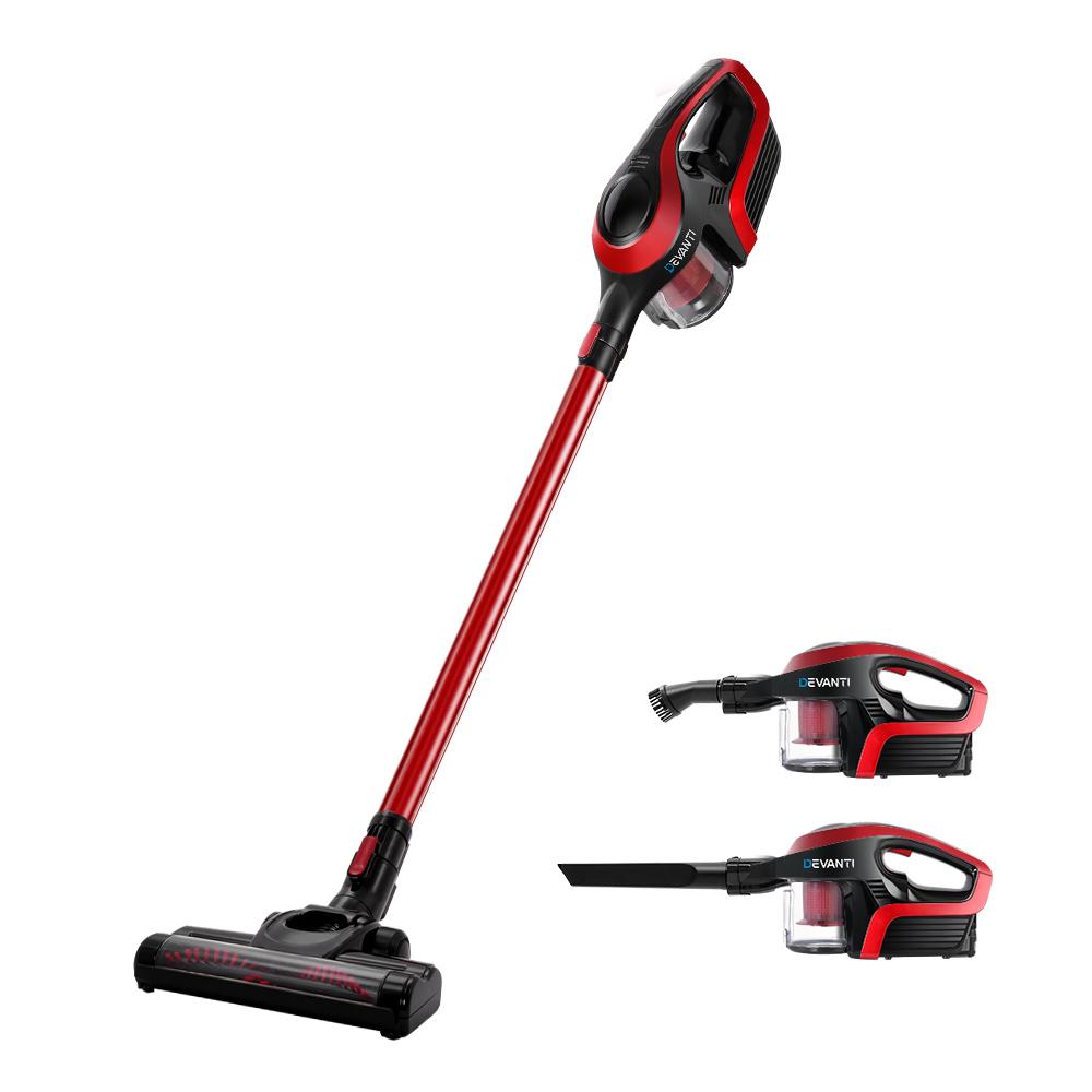 early sale simpledeal Devanti Cordless Stick Vacuum Cleaner - Black and Red