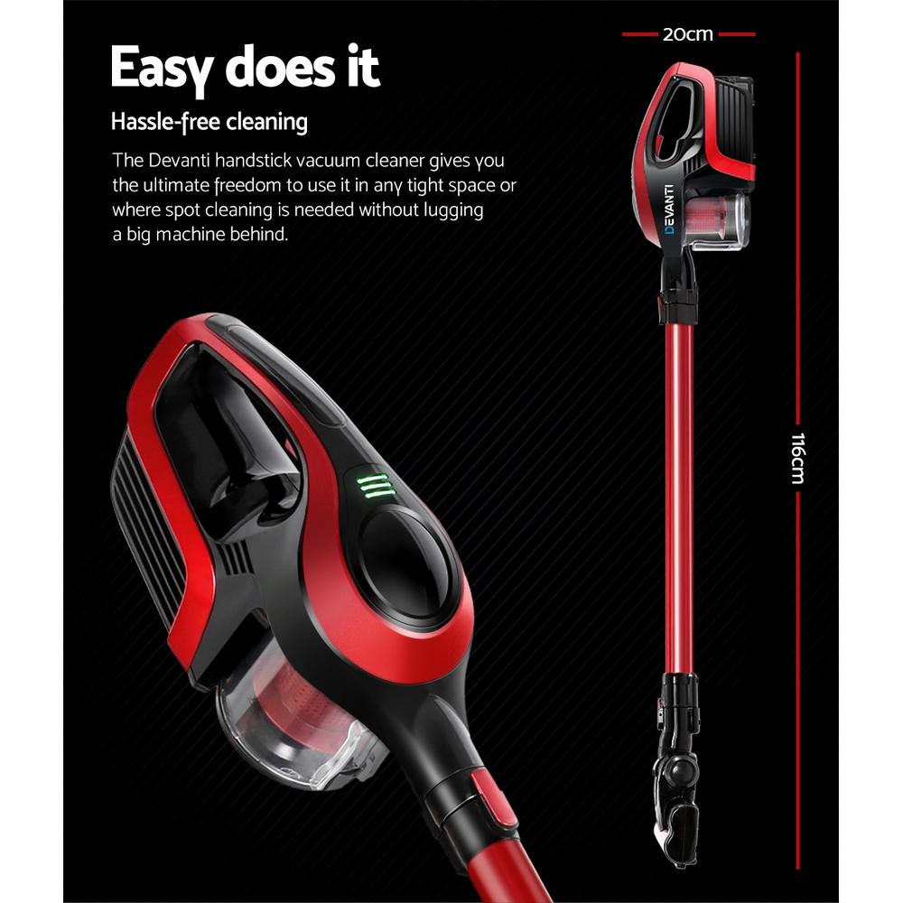 early sale simpledeal Devanti Cordless Stick Vacuum Cleaner - Black and Red