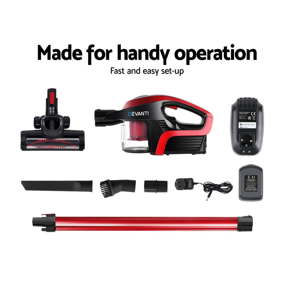 early sale simpledeal Devanti Cordless Stick Vacuum Cleaner - Black and Red