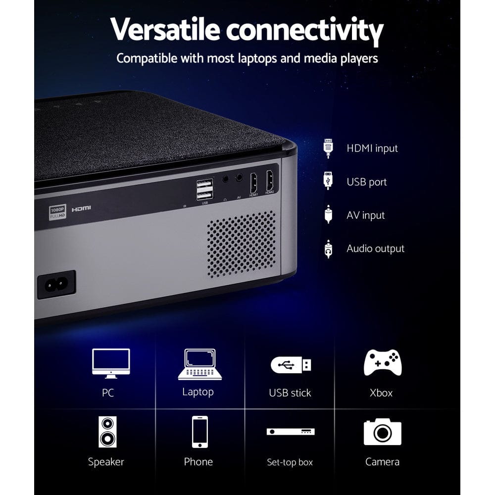 Devanti Mini Video Projector Wifi USB HDMI Portable 3800 Lumens