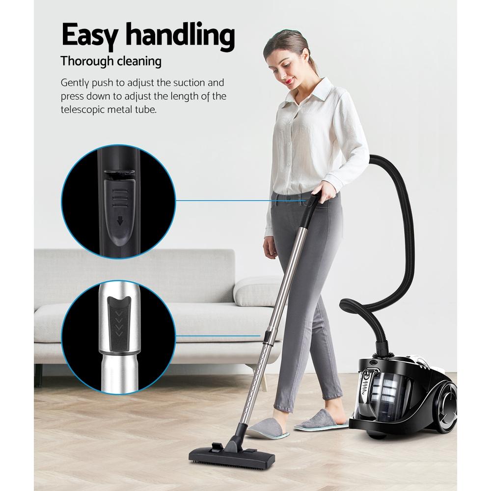 Vacuum Cleaners Devanti Vacuum Cleaner Bagless Cyclone Cyclonic Vac Home Office Car 2200W Black