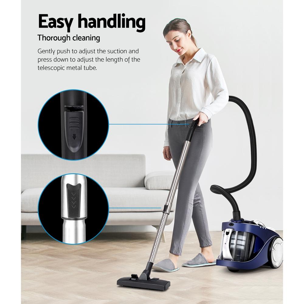 Vacuum Cleaners Devanti Vacuum Cleaner Bagless Cyclone Cyclonic Vac Home Office Car 2200W Blue