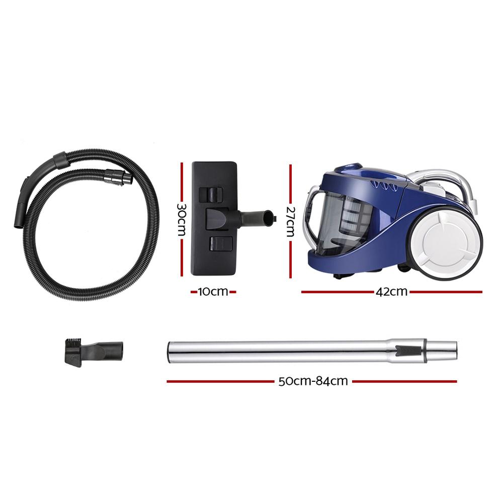 Vacuum Cleaners Devanti Vacuum Cleaner Bagless Cyclone Cyclonic Vac Home Office Car 2200W Blue