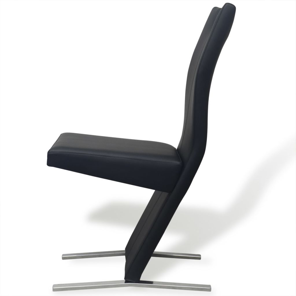 Dining Chairs 2 pcs Black Leather