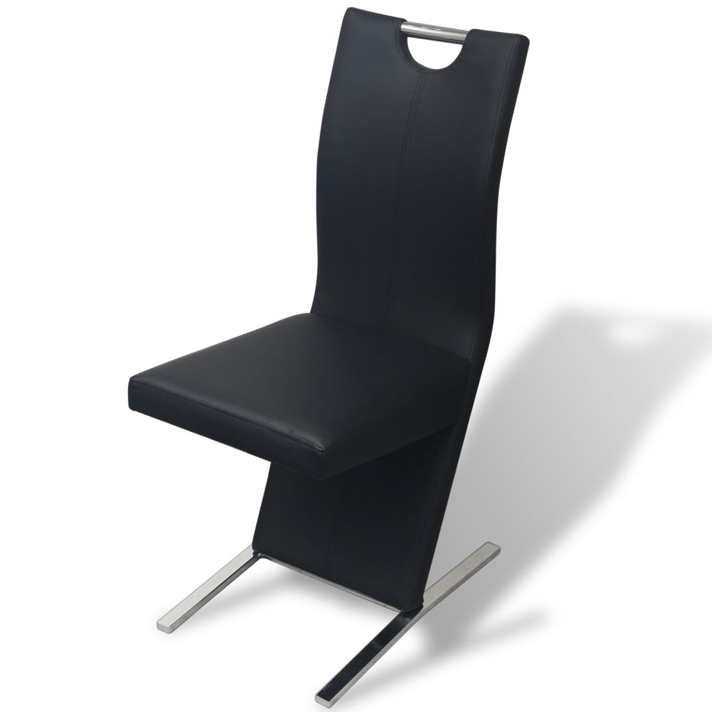 Dining Chairs 2 pcs Black Leather